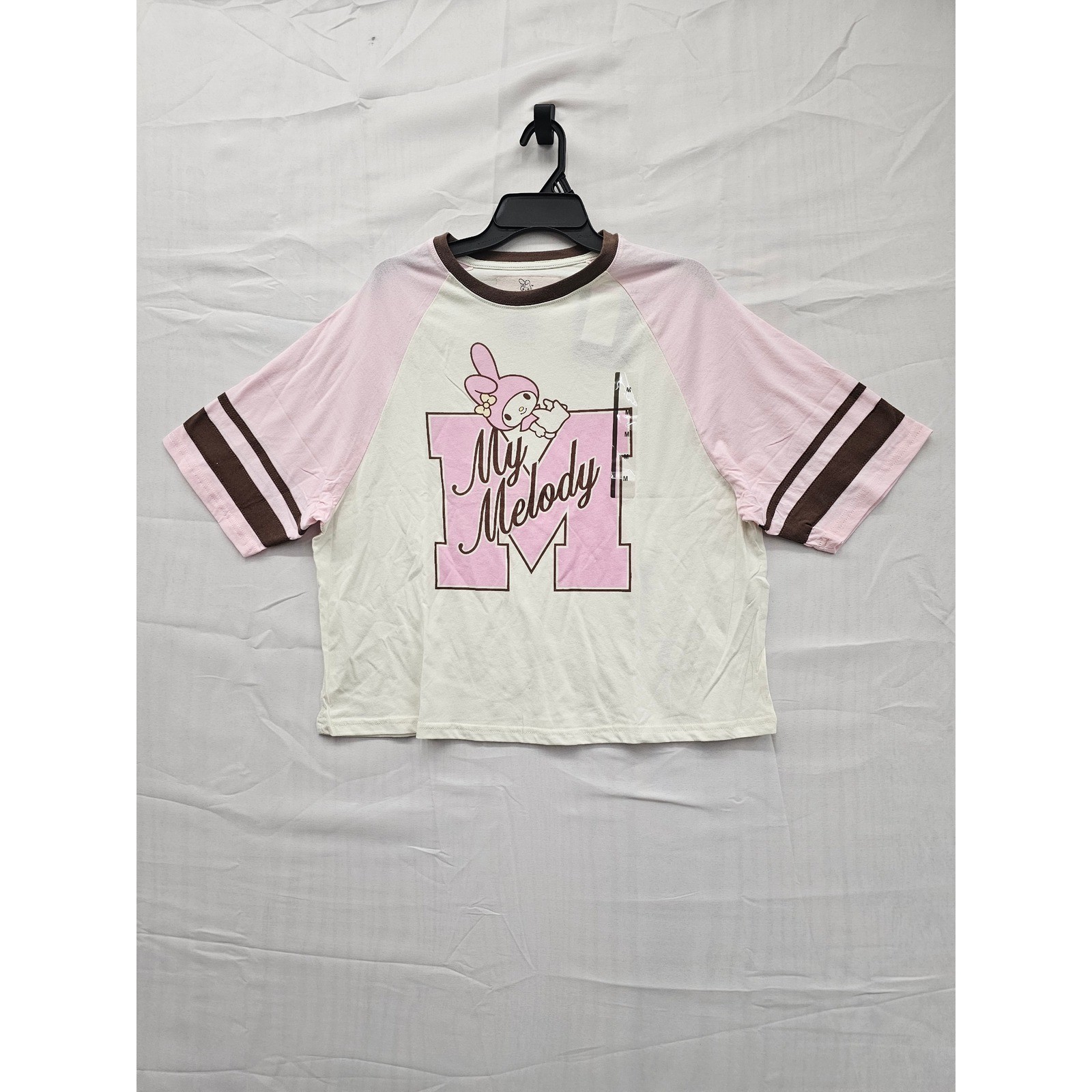 Sanrio My Melody Raglan T-Shirt Womens Medium Pink Cream Brown KTHK014GSZ NEW