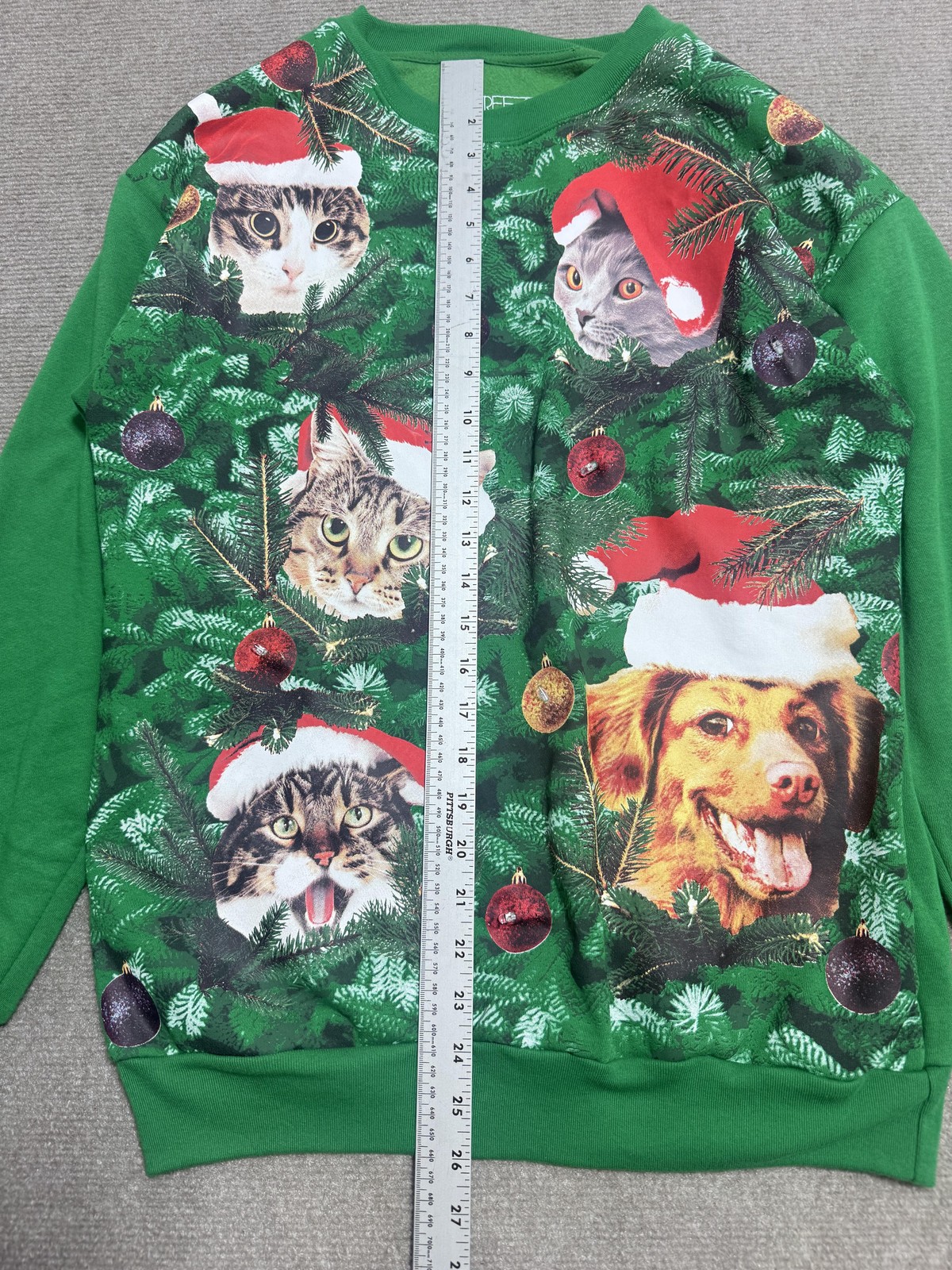 Freeze Sweatshirt Unisex Small Green Light Up Christmas Cat Dog Santa Ugly Pet
