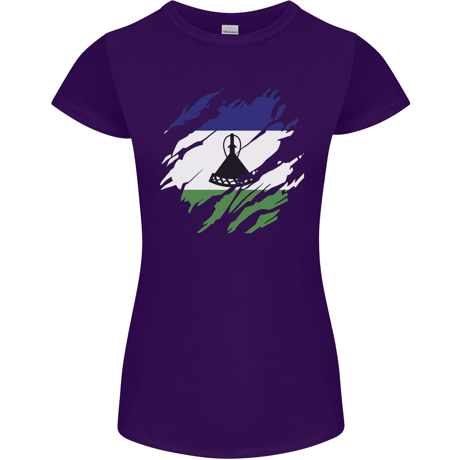 Torn Lesotho Flag Basotho Day Football Womens Petite Cut T-Shirt