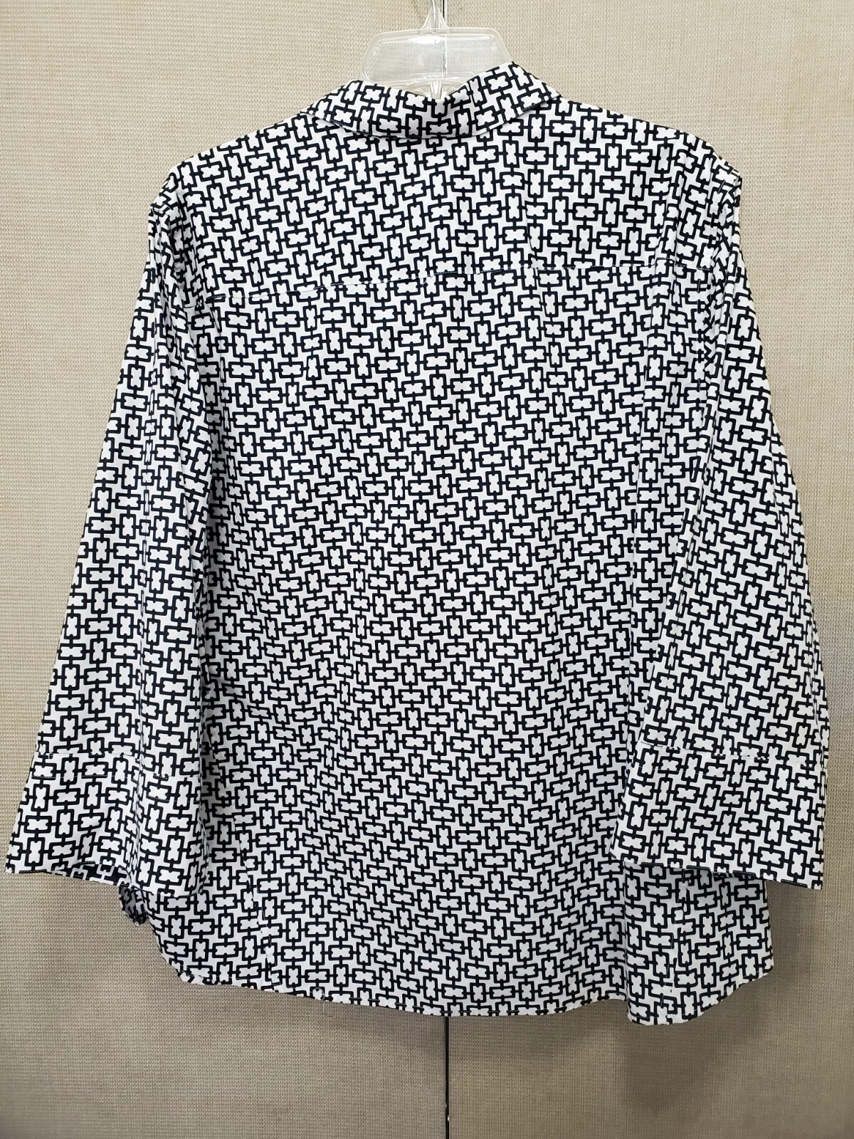 Foxcroft NYC Easy Care Pinpoint Stretch Chain Print Poplin Button-Up Shirt XXL