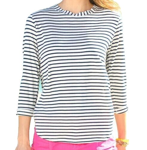 Fresh Produce small moonlight blue oatmeal mariner stripe jersey top $59 nwt s