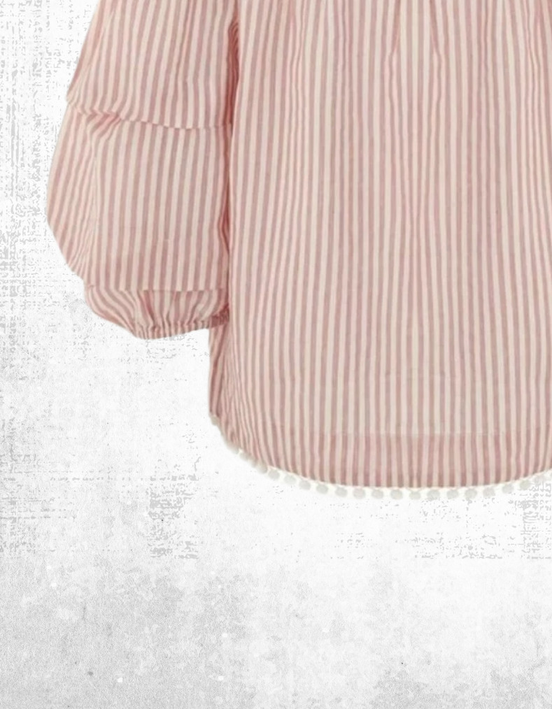 Womens Mint Velvet 3/4 Sleeve Striped Cold Shoulder Blouse in Ivory