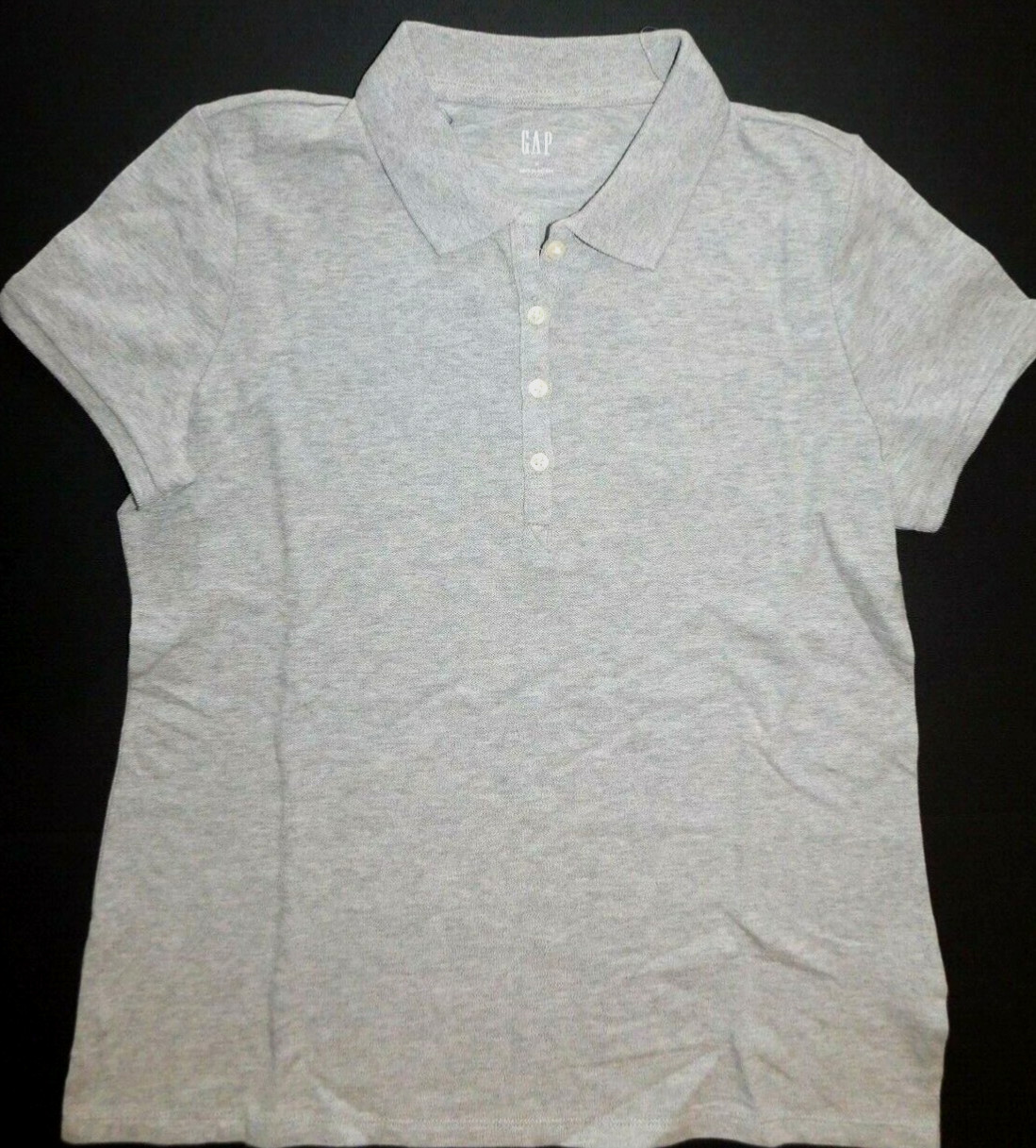 Gap Women’s Polo Shirt Heather Gray SIZE XS Cotton Spandex Short Sleeve NEW
