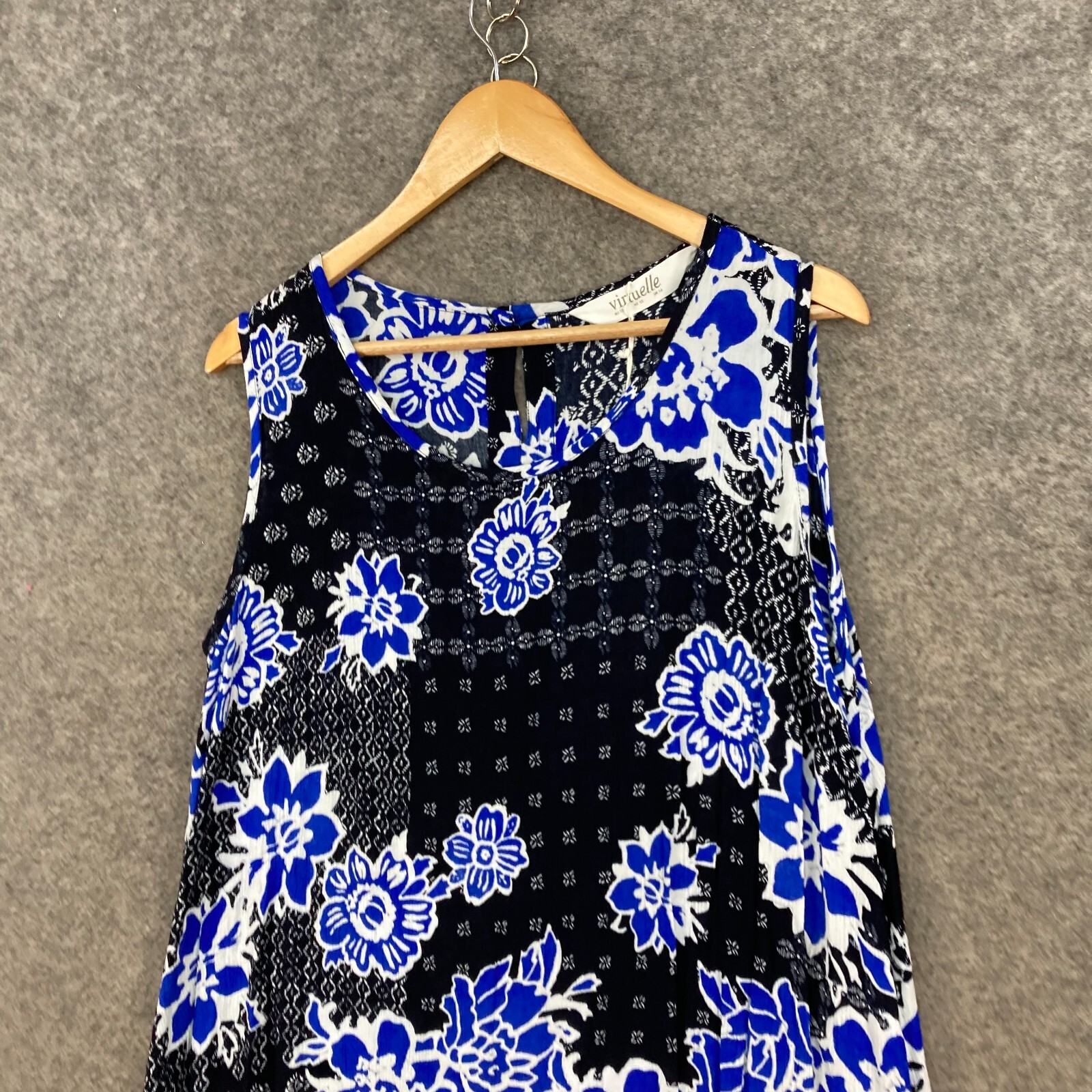 Virtuelle Womens Tunic Top Size 14 Multicoloured Sleeveless Round Neck 27323