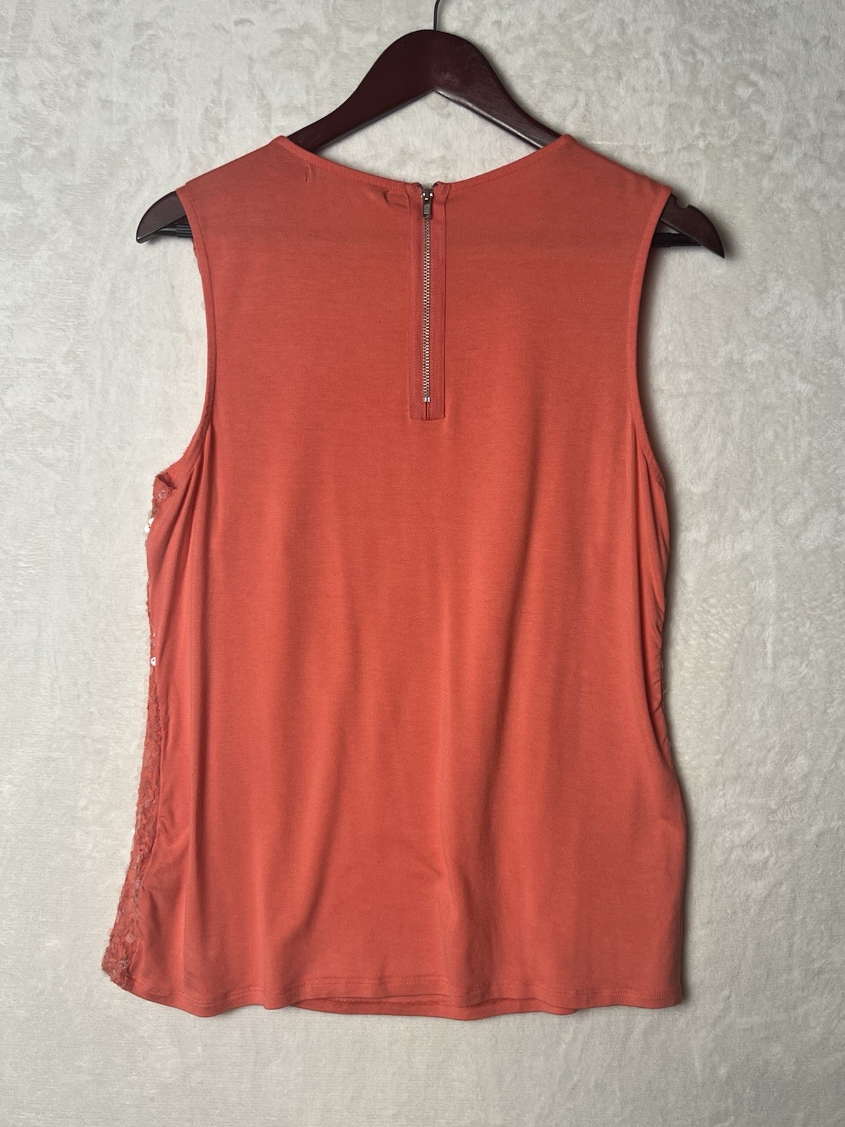 Definitions Peach Sequin Lace Top Size 14 Stretchy Party Evening Occasion Top