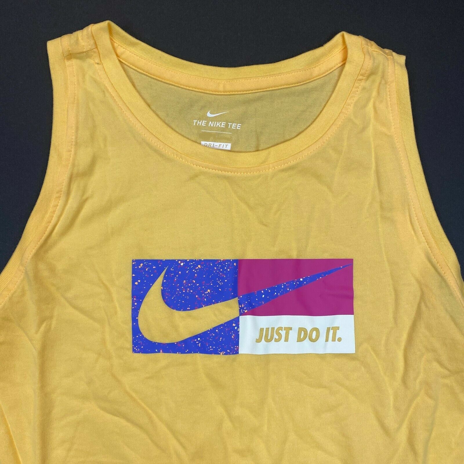 NEW Womens Nike Dri-Fit Icon Clash Graphic Training Tank (CT7344) Yellow
