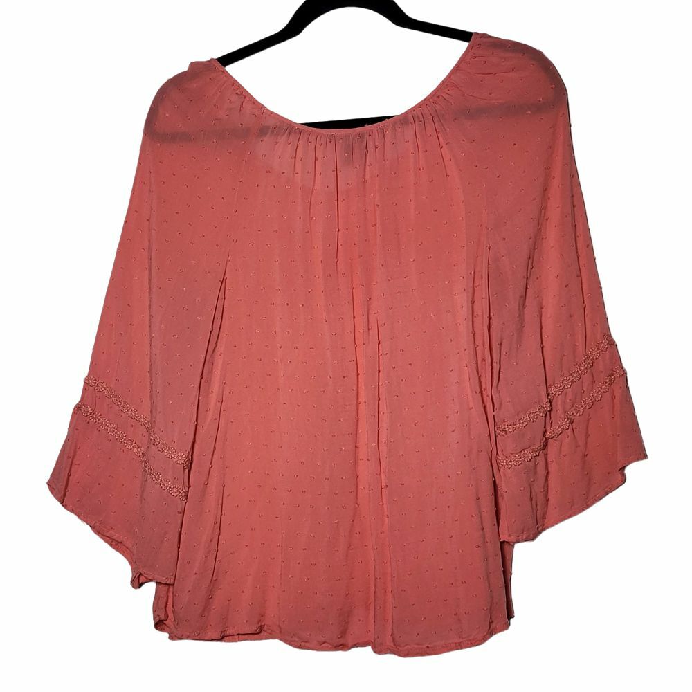 Robert Louis Womens Swiss Dot Bell Sleeves Blouse Size Small Dainty Feminine