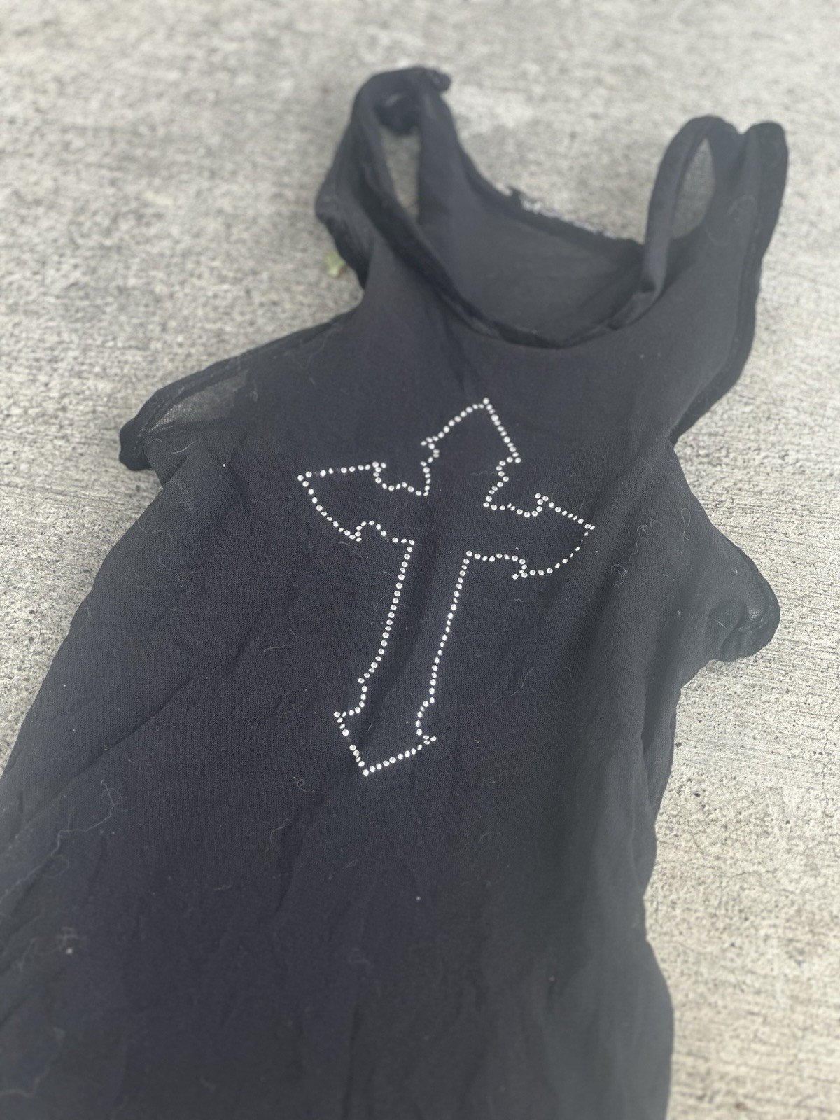 extremely rare insane grail serious la men’s studded cross mesh tank top