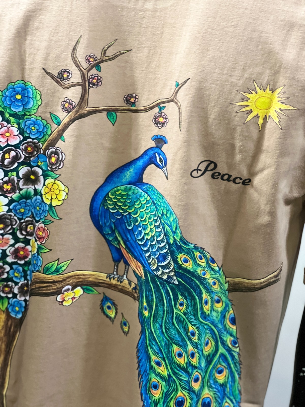 Peacock Graphic T Shirt Peace Nature Bird Floral Cotton Unisex Casual Tee