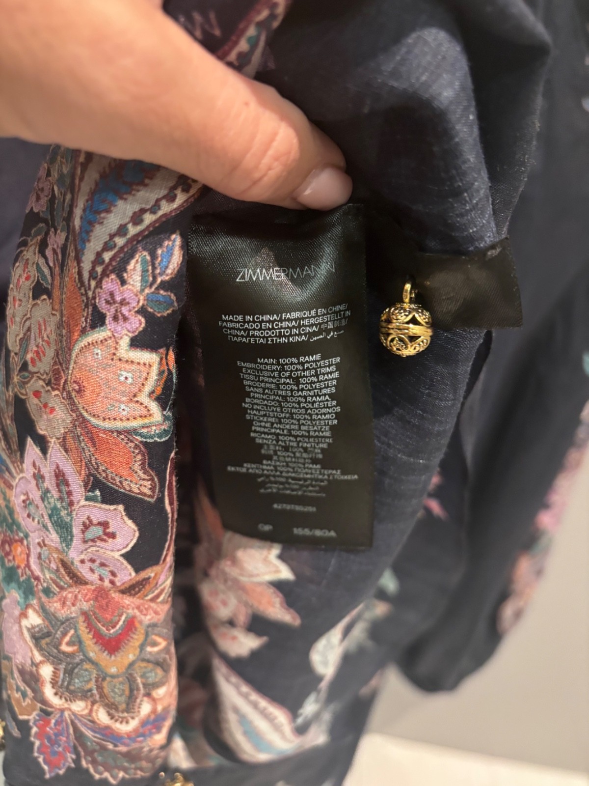 AUTH WOMEN’S ZIMMERMANN RHIANNON NAVY PAISLEY BILLOW BLOUSE – SZ 0P