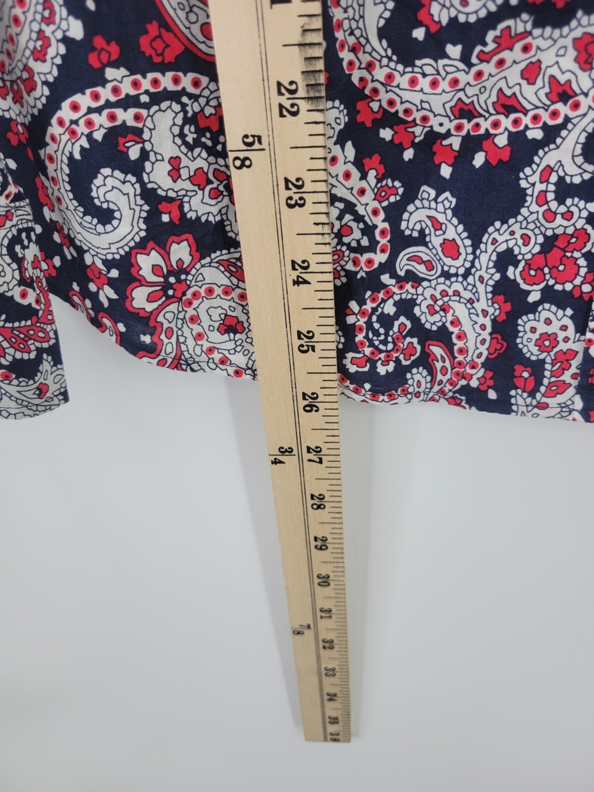 J Crew Top Womens Small Blue Red White Floral Paisley Button Up Feminine