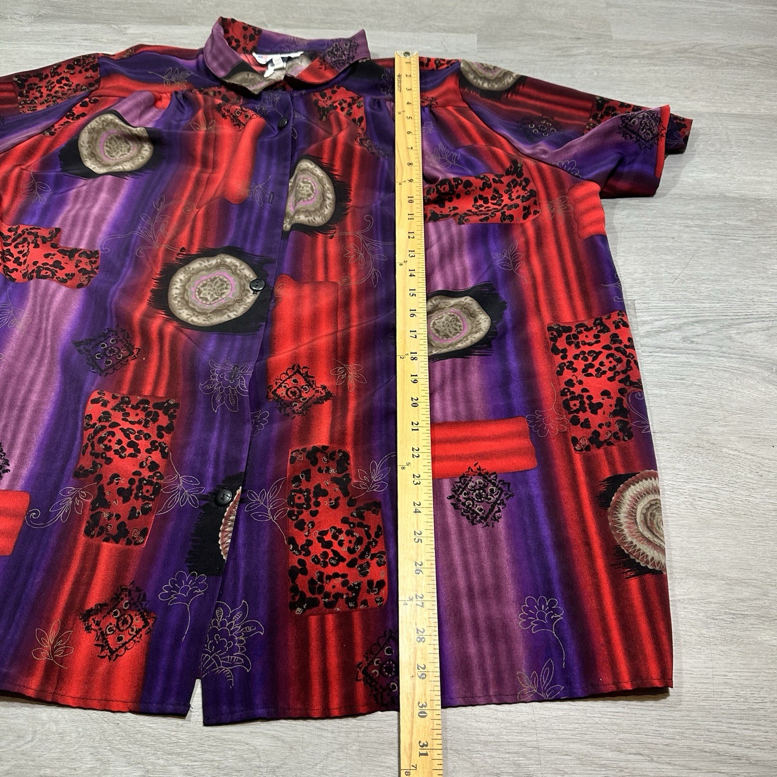 Vintage 80s Shirt Button Up psychedelic Women’s Sz 2X Multicolor Graphic