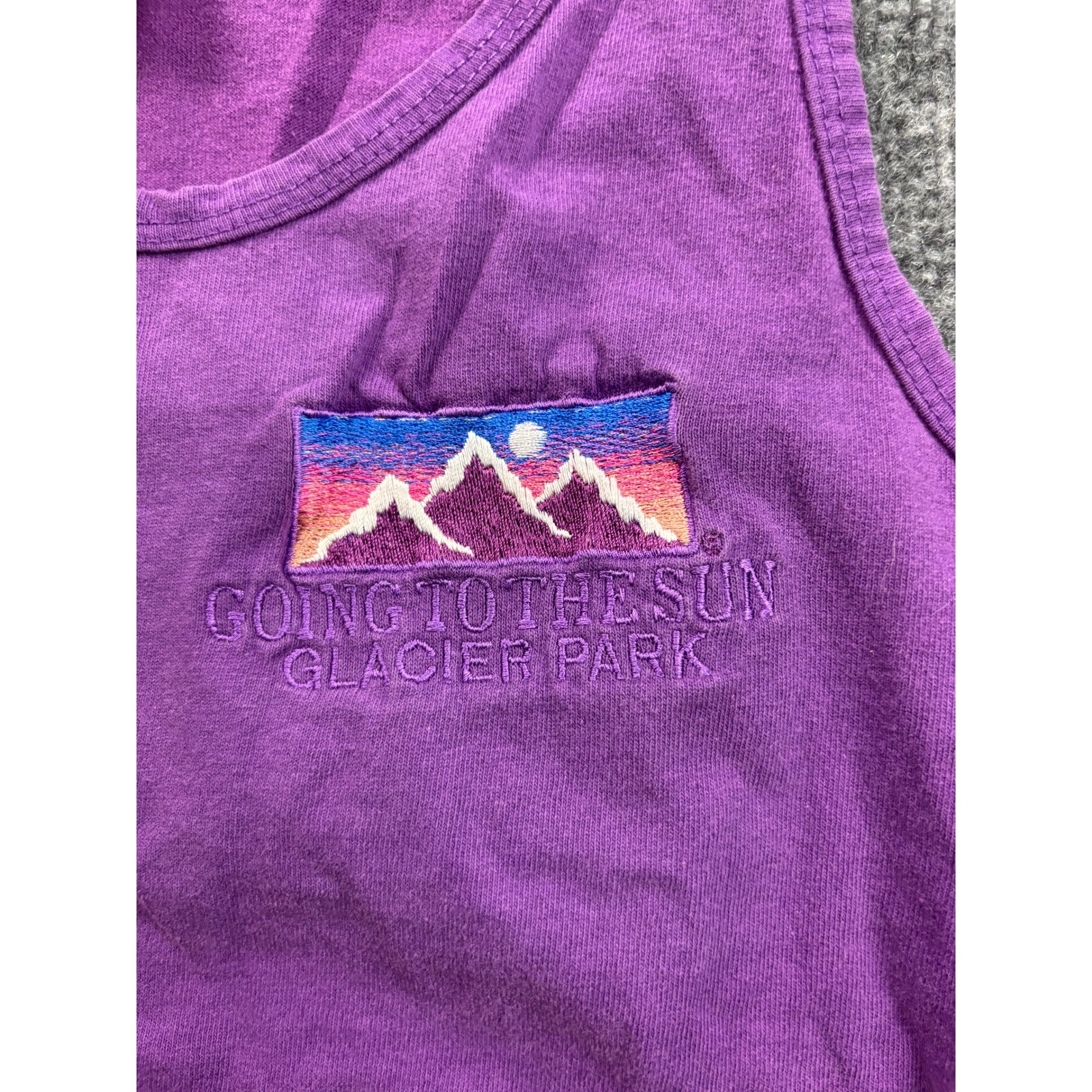 Anvil Tank Top Womens Small Purple Glacier Park Going To The Sun Vintage USA