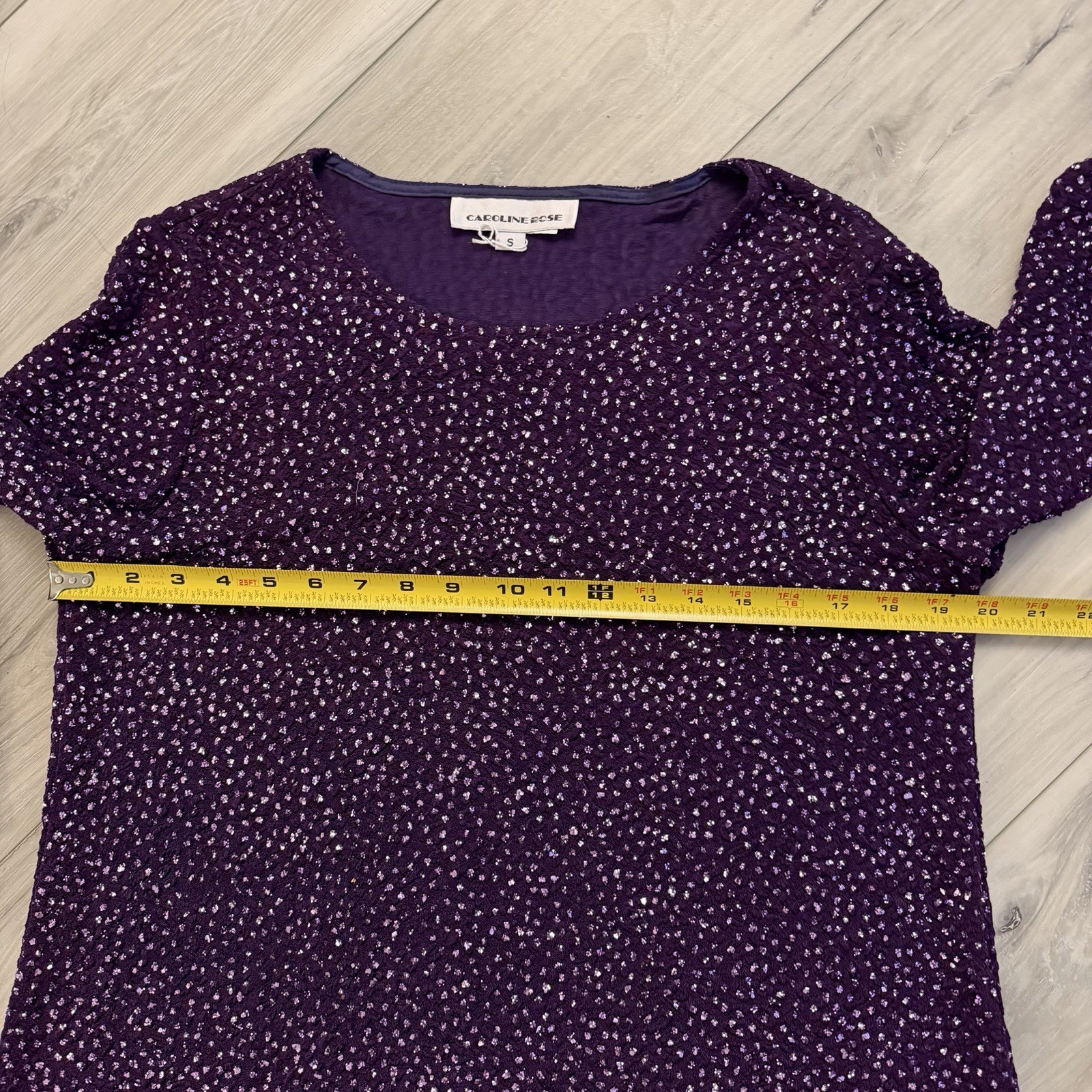 NWT Caroline Rose Tunic Top Purple Sequin Sparkly Size S