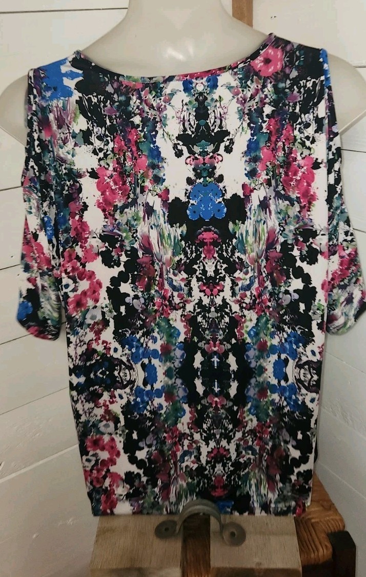 Robert Louis Blouse Open Shoulder Size L Womens Pullover