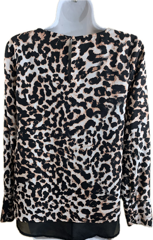 The Limited Leopard Print Sheer Layered Long Sleeve Blouse Top Boho Y2K S NWOT