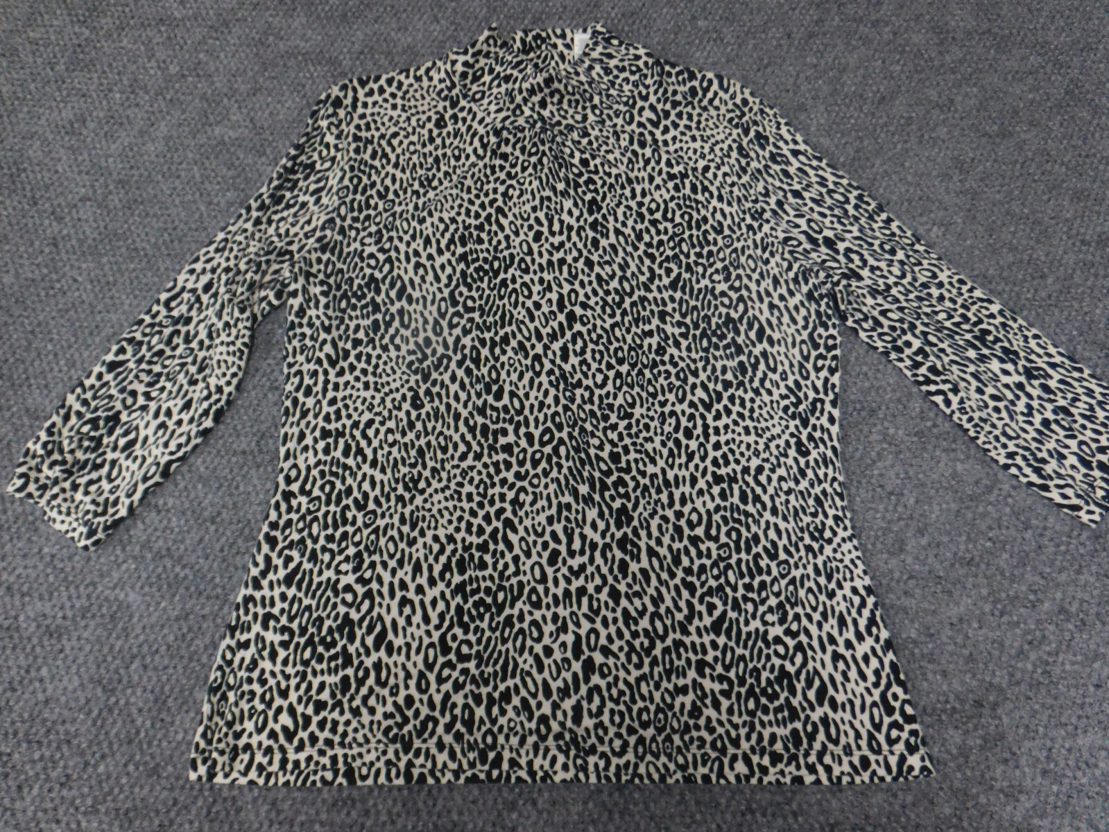 Emma James Womens Blouse Large white black stretch pullover