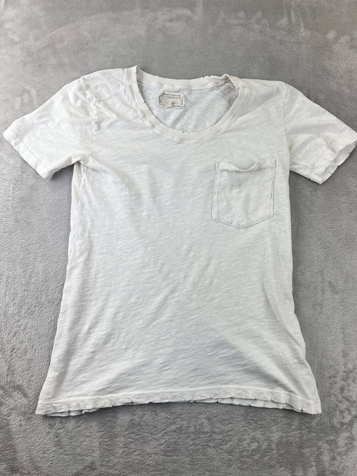 Current/Elliott Shirt Womens 1 Small White Crew Neck Pocket Tee Top Made in USA