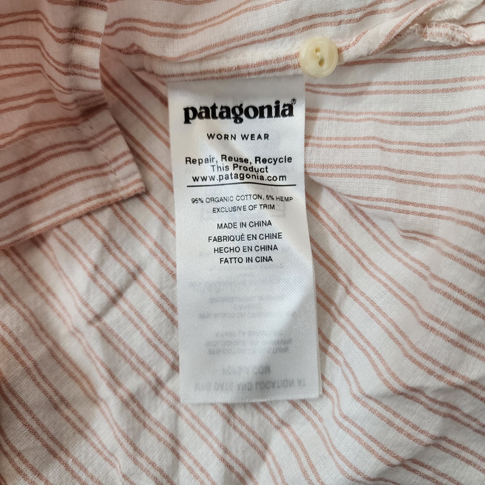 PATAGONIA Shirt Womens Small Ivory Striped Casual Button Down Preppy Outdoor