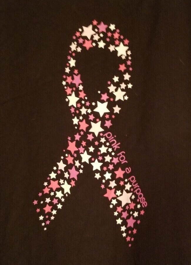 Breast Cancer Awareness PINK For a Purpose Ribbon Star Design Black & Pink 2X