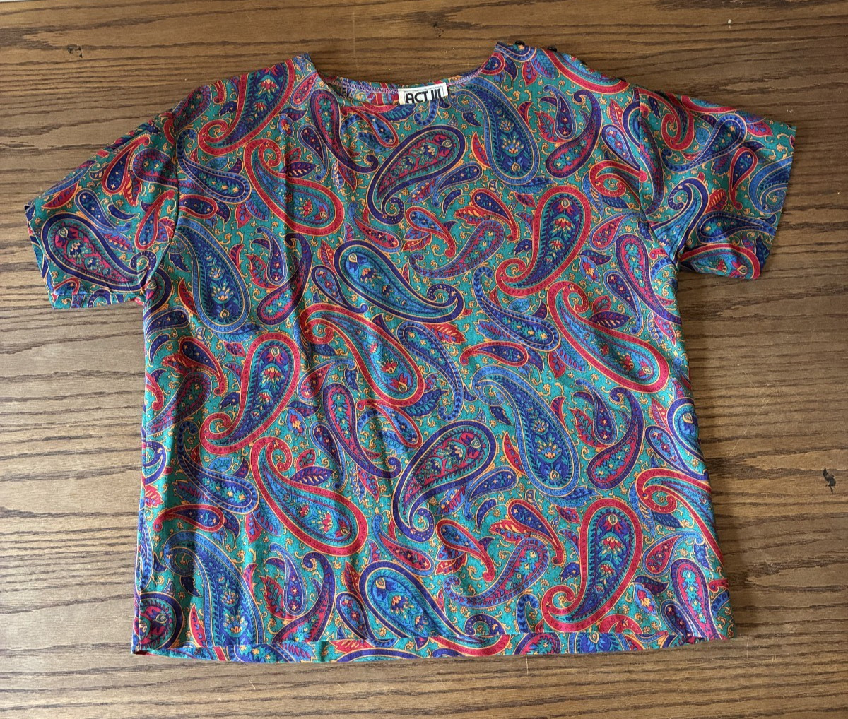 ACT III; Size 7/8; Multi-Color; Paisley Blouse with Shoulder Buttons