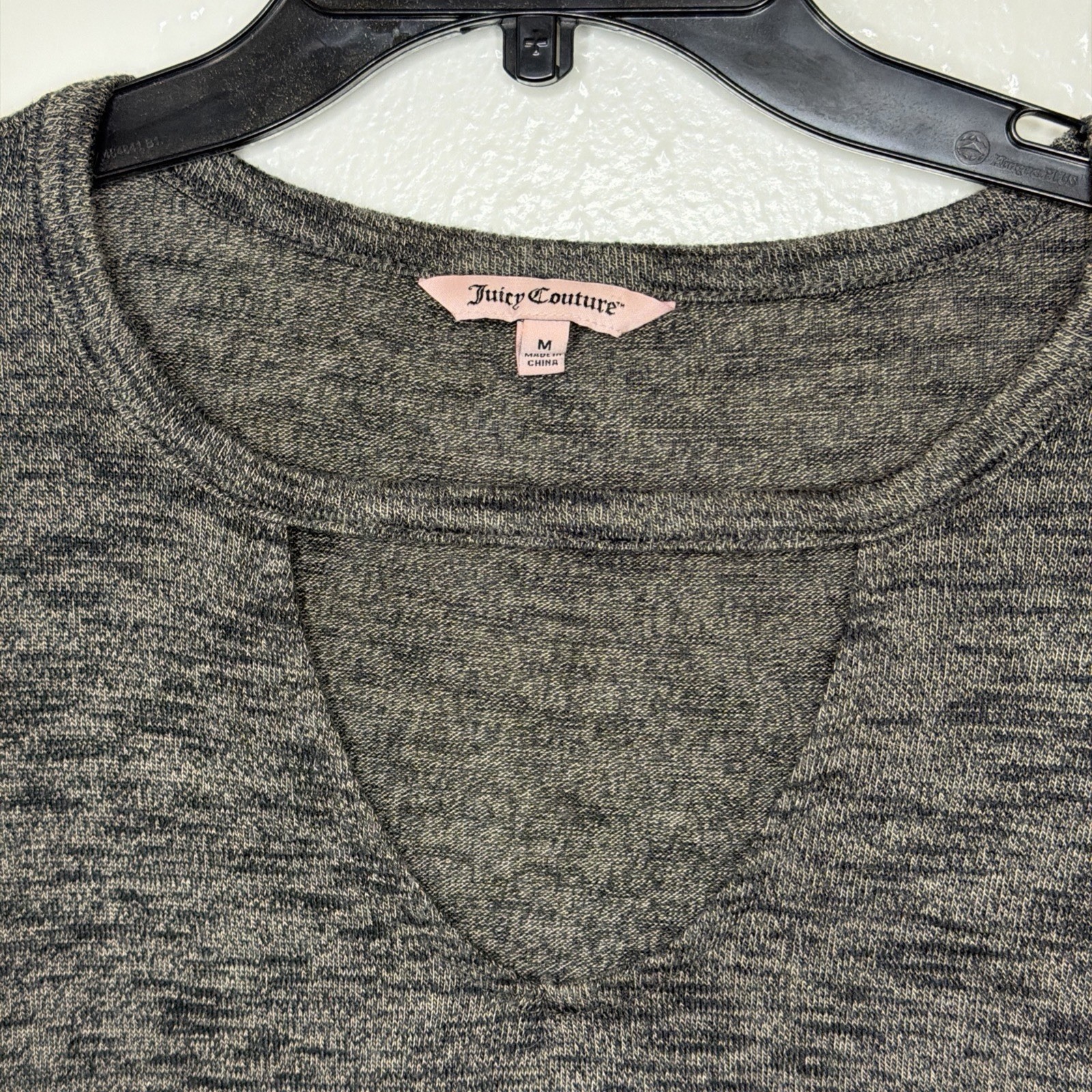 Juicy Couture Grey Heathered Cutout Short-Sleeve Top size M