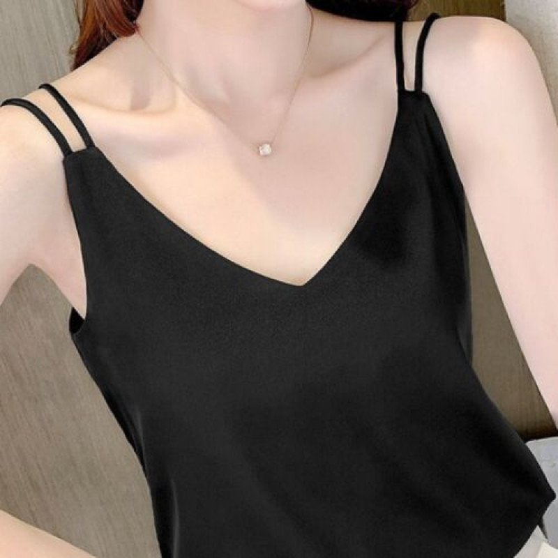 Womens Silk Spaghetti Strap Camisole Sexy Adjustable Satin Slip Soft Vest Tank