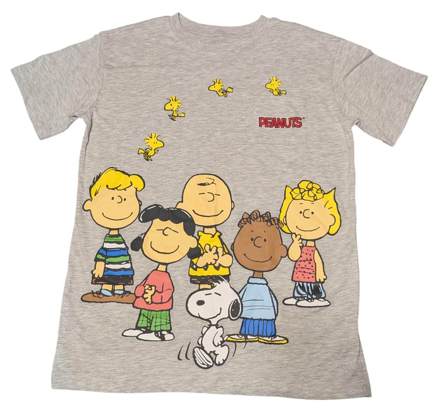 Freeze Peanuts Snoopy Woodstock Lucy Charlie Brown Women’s 0-2 XS Pocket T-Shirt