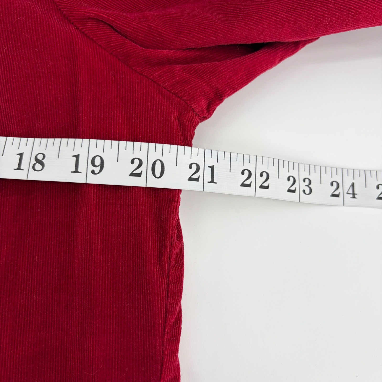 J. Jill Womens Medium Red Corduroy Button Down Tunic Shirt Long Sleeve Solid