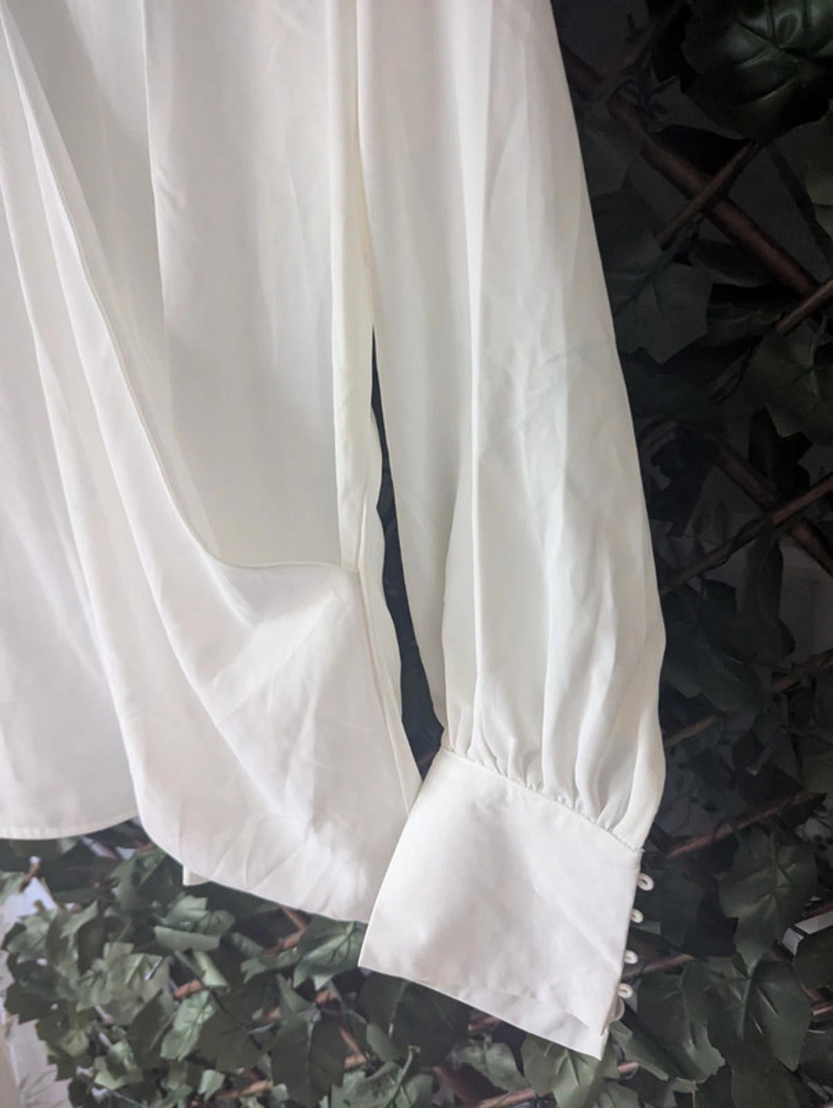 Elegant White Blouse by Celmia – Long Sleeve Wrap Style Top, Size L