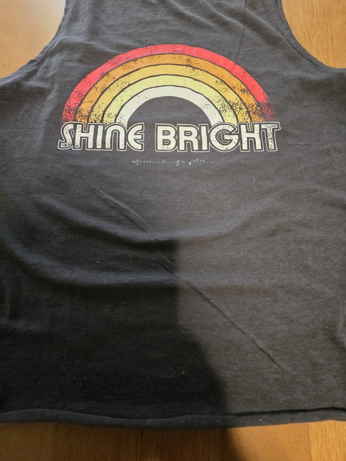 Spiritual Gangster Womens M Black Sleeveless Round Neck Tank Top Rainbow Graphic