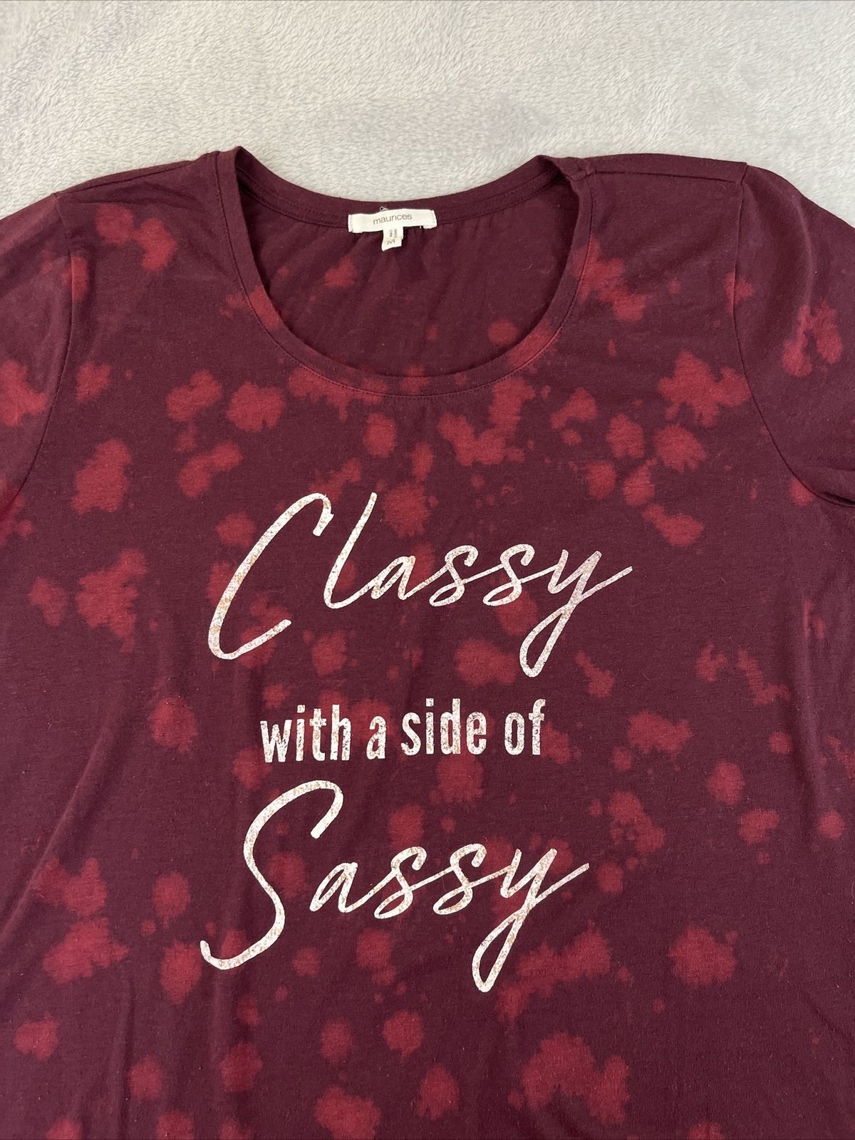 Maurices womens burgundy short sleeve Classy with a side of sassy tshirt size M