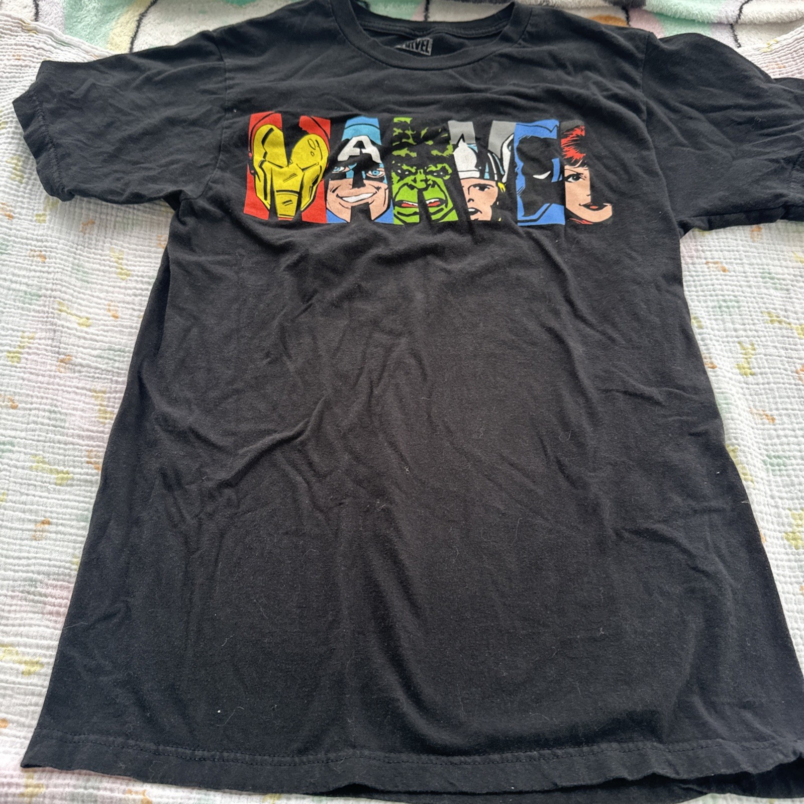 Marvel T-shirt Women S Black Graphic Print Logo 100% Cotton