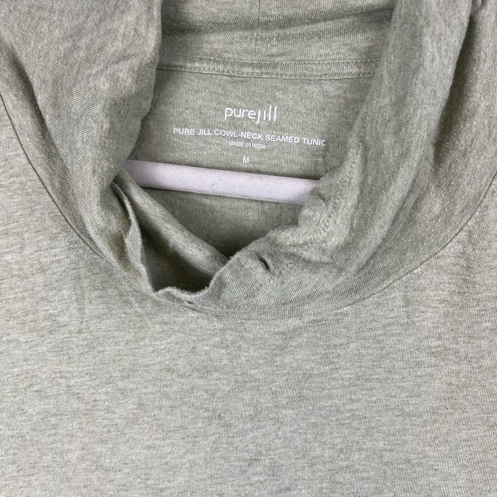 J Jill Pure Jill Medium Green Seamed Cow Neck Tunic Top 100% Pima Cotton