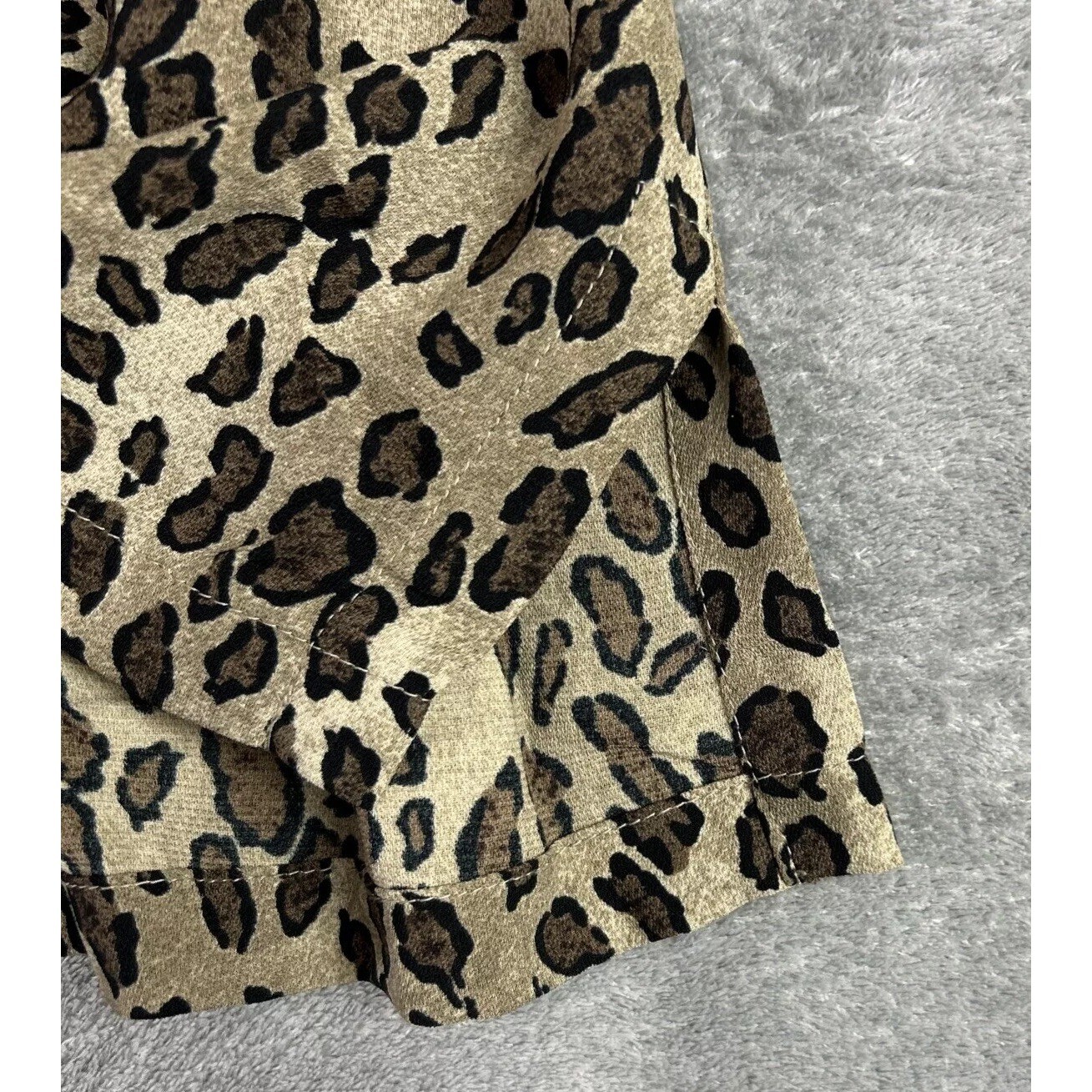 Emma James Women’s 22 W Button Up Camp Shirt Brown Leopard Print Blouse Boho