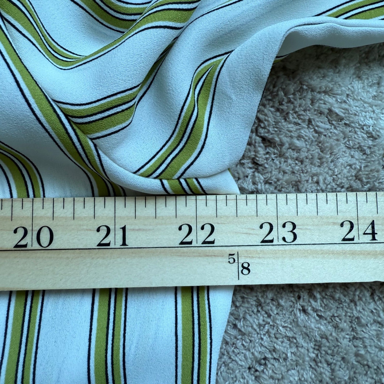 Ann Taylor Factory Womens Medium Striped Tunic Blouse Green White Long Sleeve M