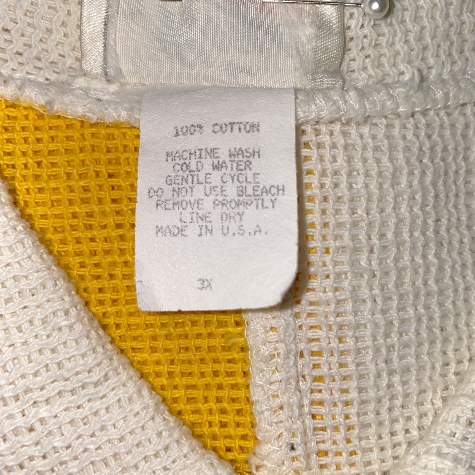 Miyo New York Vintage Blouse Plus Size 3X Yellow White Summer Sea Shells Woven