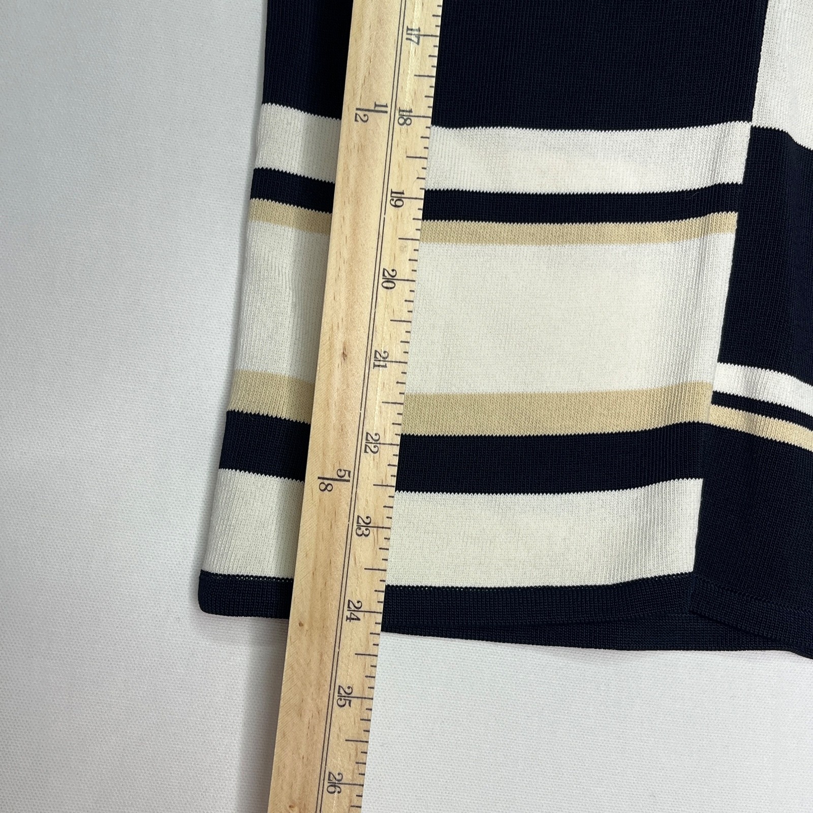 Dana Buchman Petite P Navy Tan Stripe Sleeveless Knit Tank Top