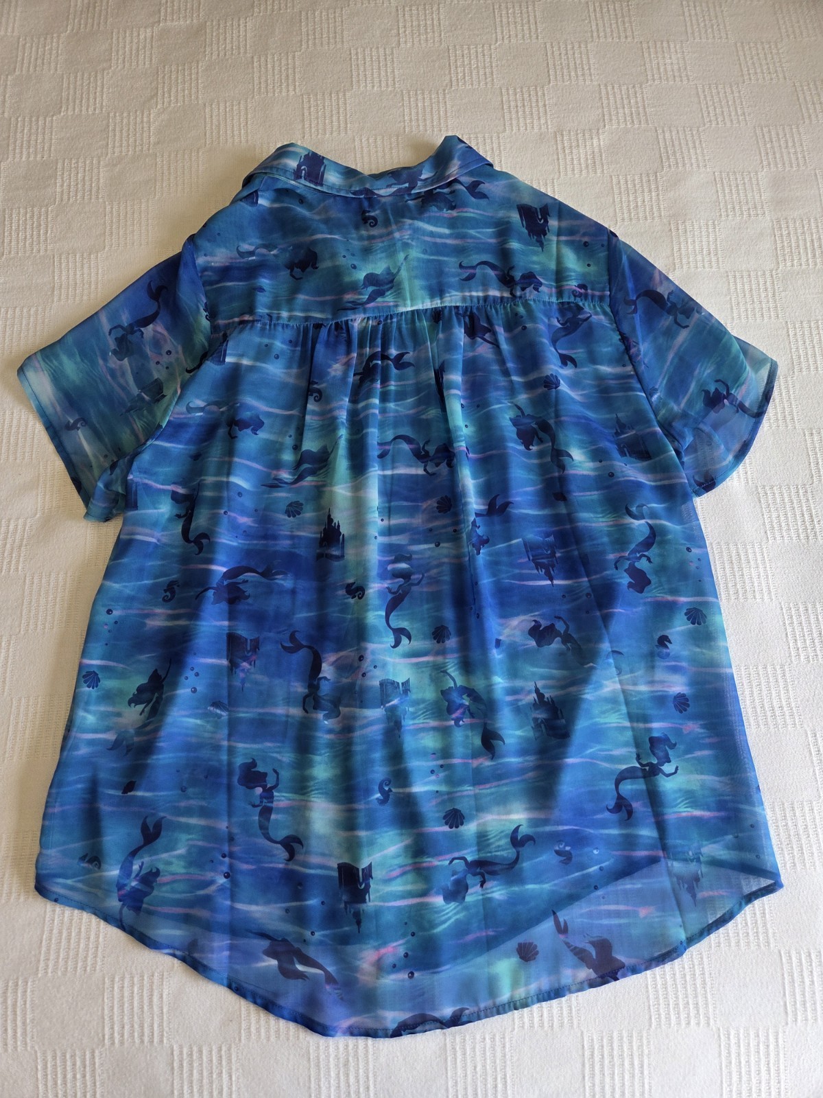 Disney Princess Little Mermaid Sheer Chiffon Top Button Up Blouse Size 2XL
