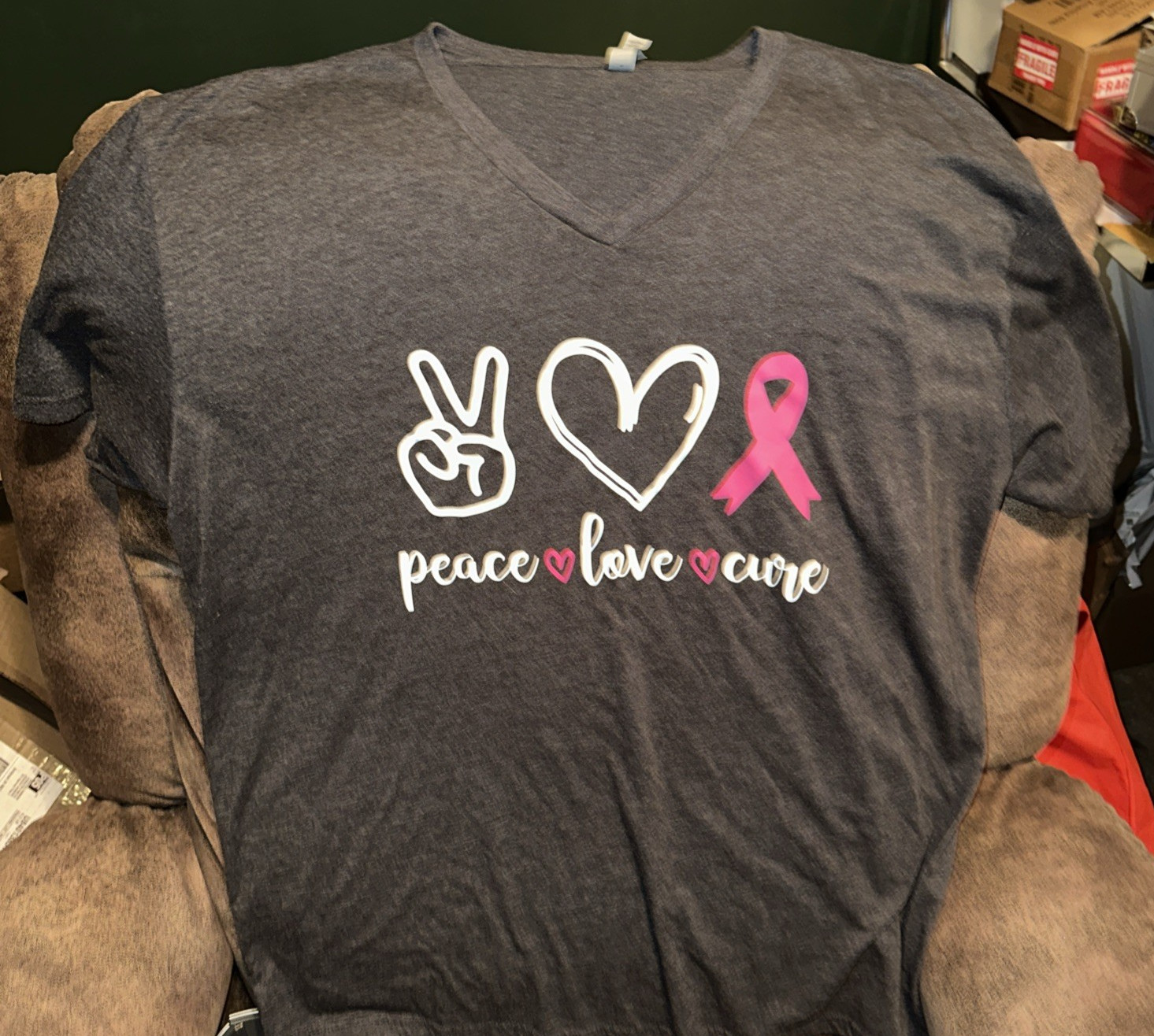 Next Level Apparel Peace Love Cure (Breast Cancer) Women Size XXL