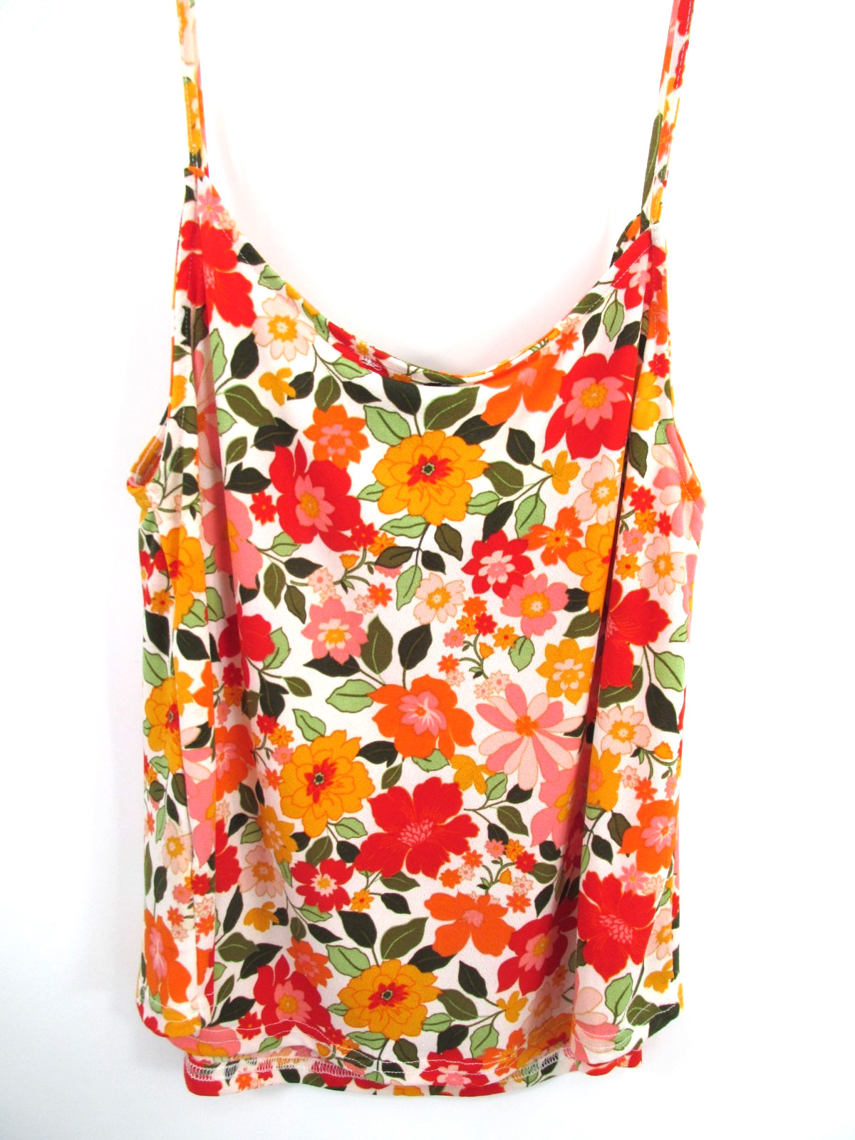 FIFTY STREET Tank Top Women XL Floral Spaghetti Straps Stretch Cottage Core Soft