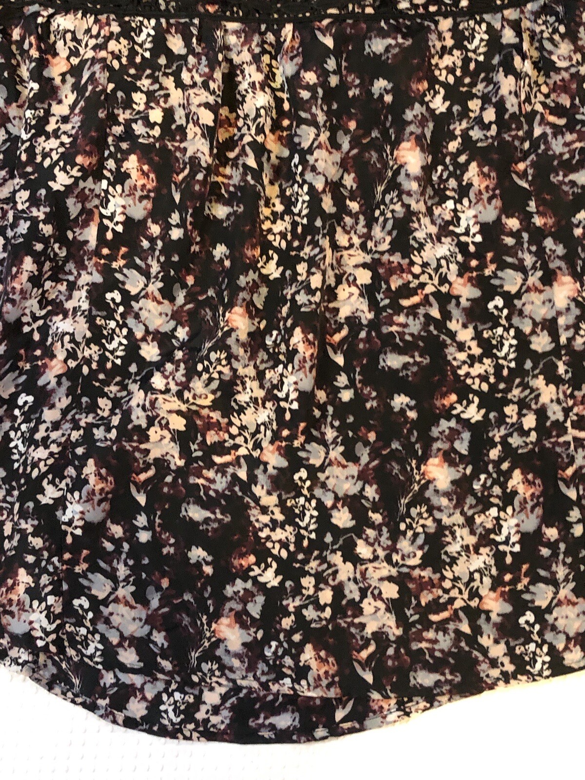 TANZARA – Women’s Large – NEW – Black Pink Floral Lace Panel Blouse – MSRP $43