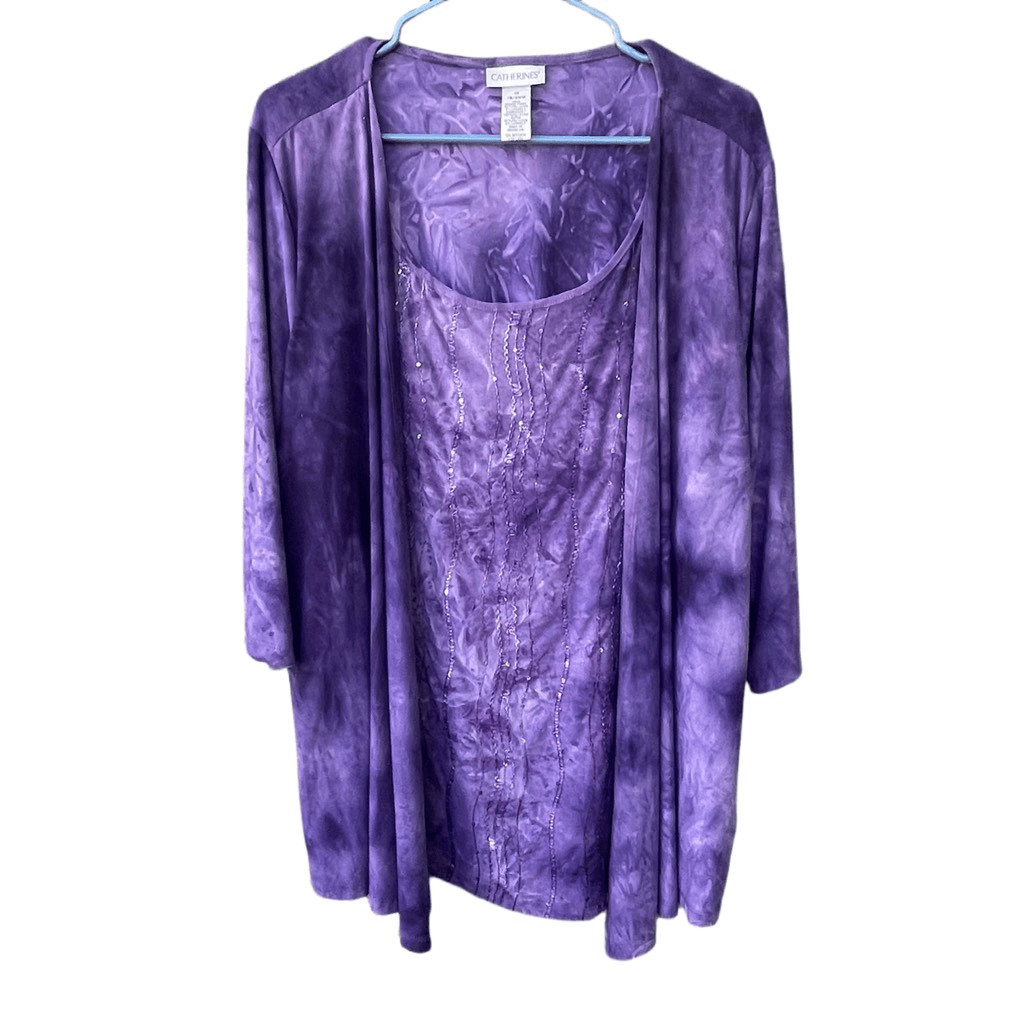 Catherines size 1X 18/20 purple sequined faux 2 piece set.