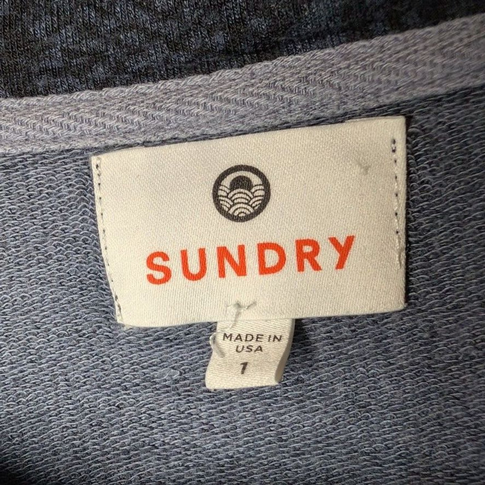 Sundry Navy Snake Print Sweatshirt S Made in USA Soft French Terry Pullover