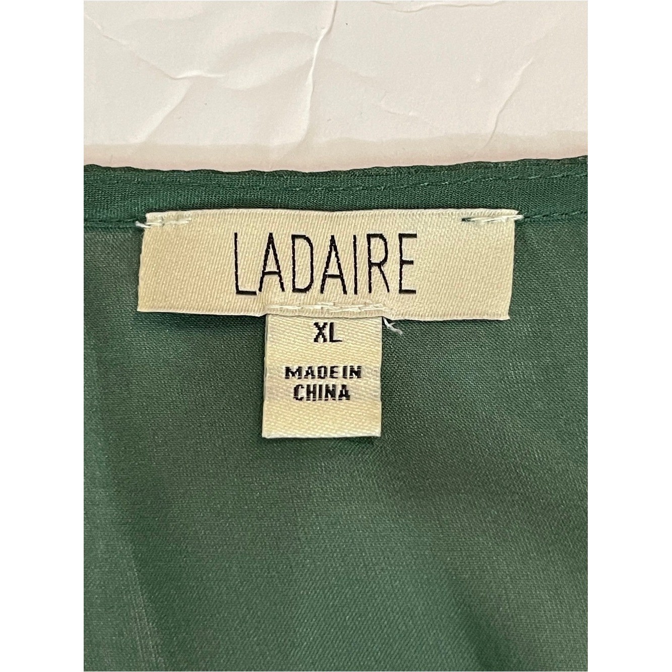 Ladaire 100% Silk Sheer Twist Front Blouse Emerald Green XL