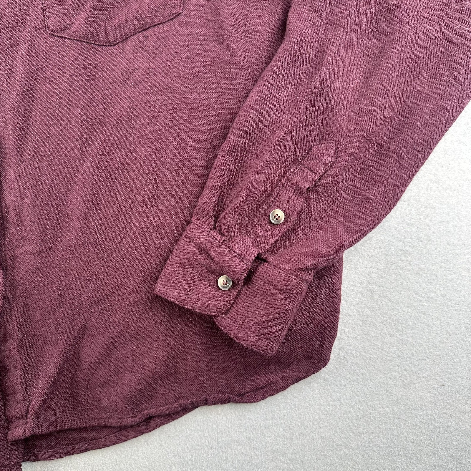 Bohme Burgandy Button Down Long Sleeve Womans Size Large Linen Top