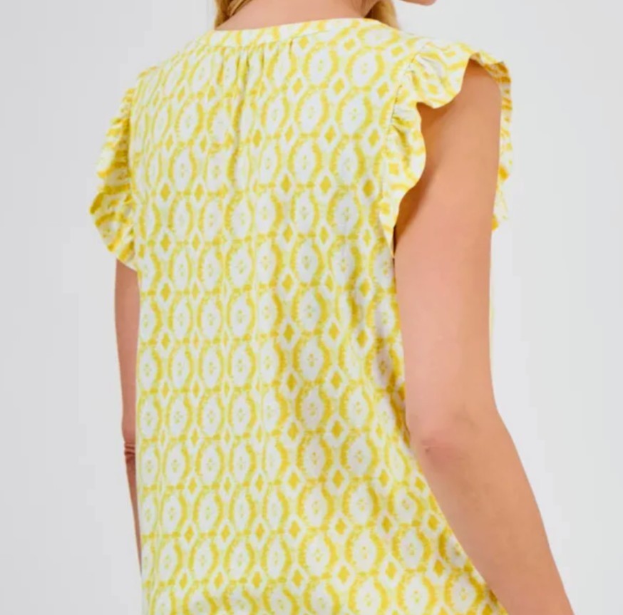Style & Co Flutter Sleeve Pintuck Blouse XL Yellow from Macy’s orig. prc$39