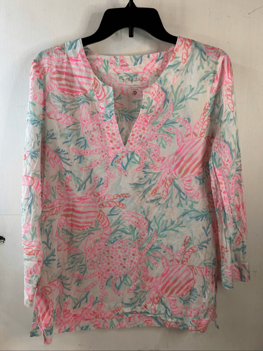 Lilly Pulitzer Amelia Island top pink crab rn#88189 shirt