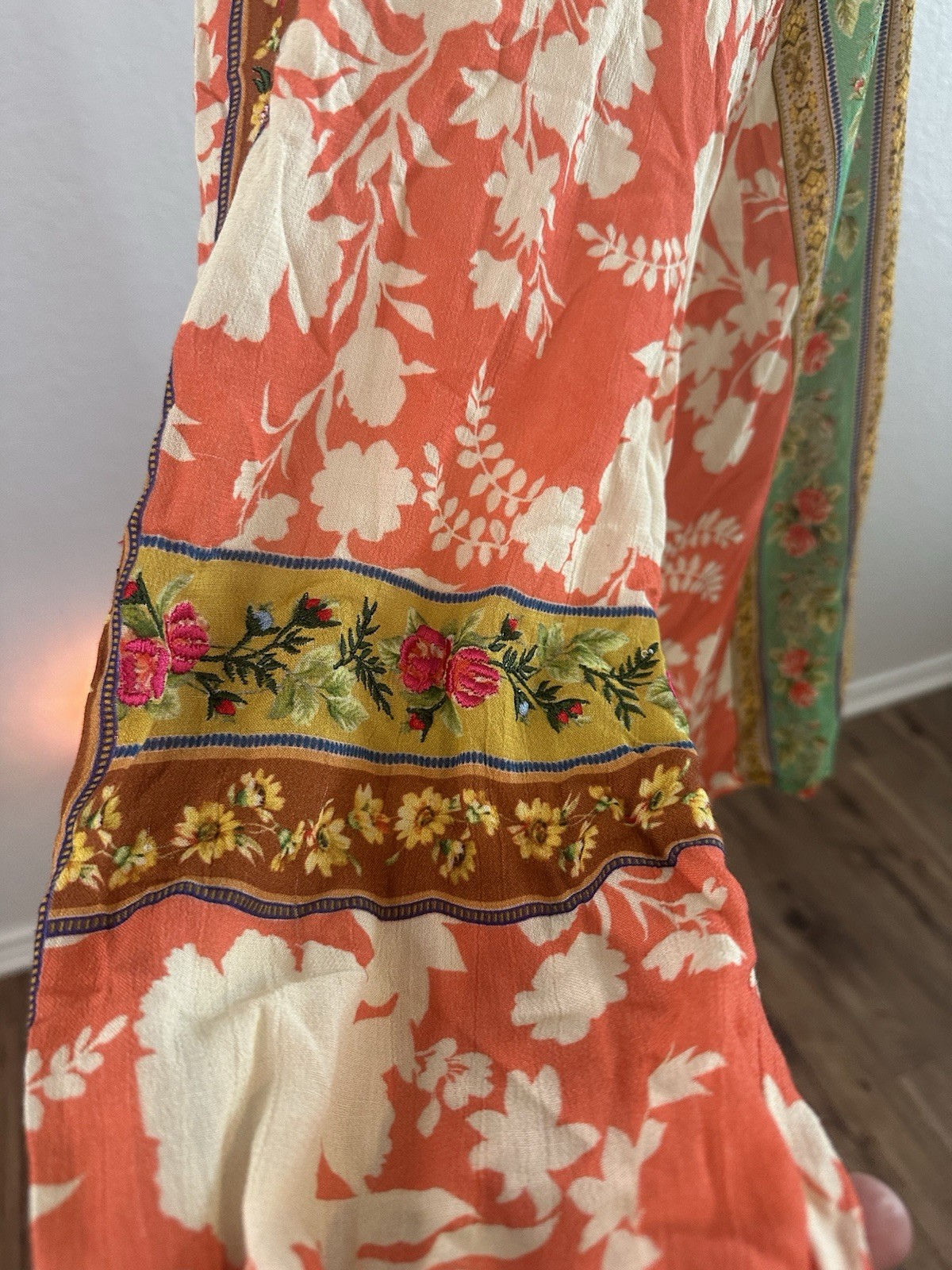 Vineet Bahl Edith Embroidered Boho Peasant Blouse Sz M