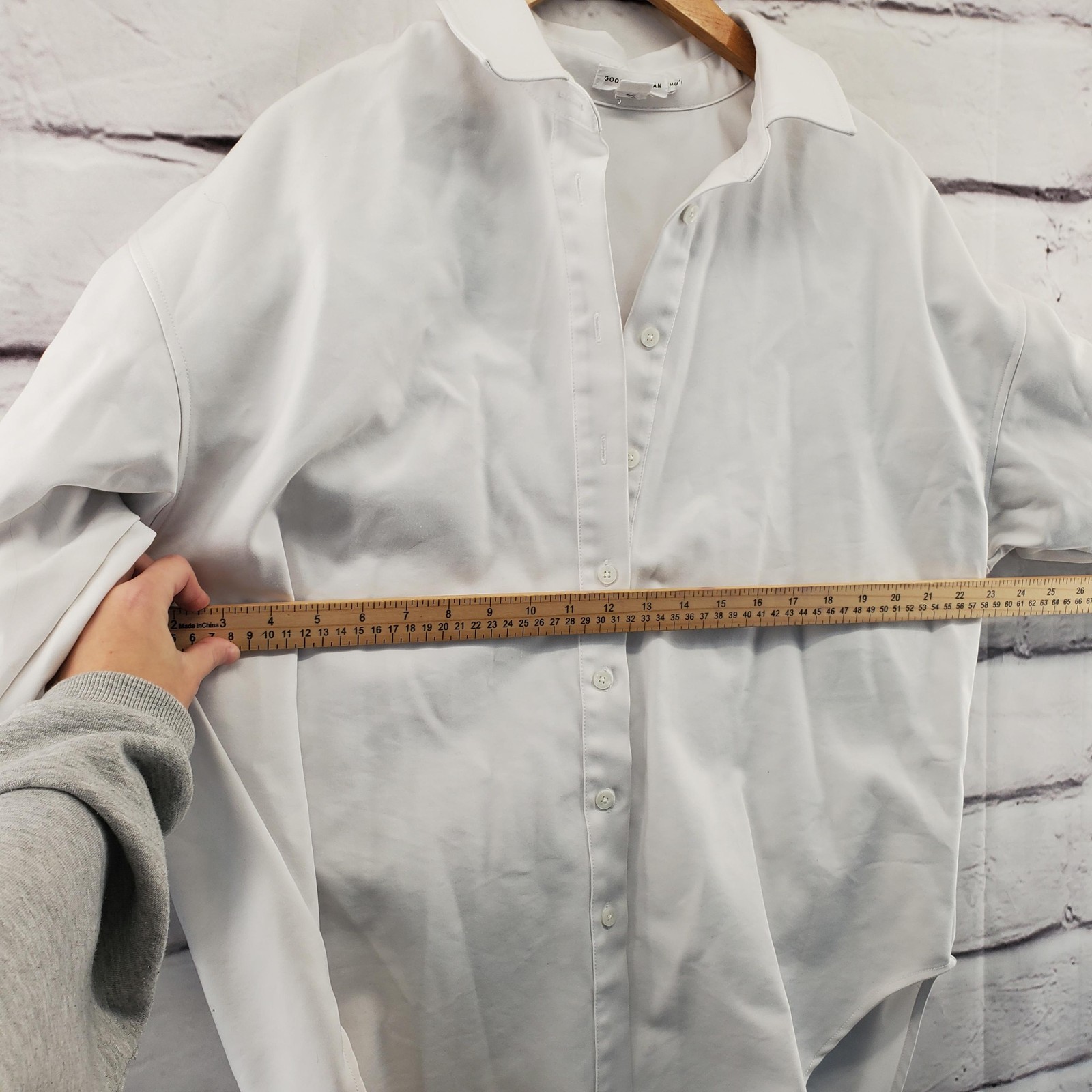 Good American Shirt Womens 1/2 White Button Front High Low Tunic Top Oversized